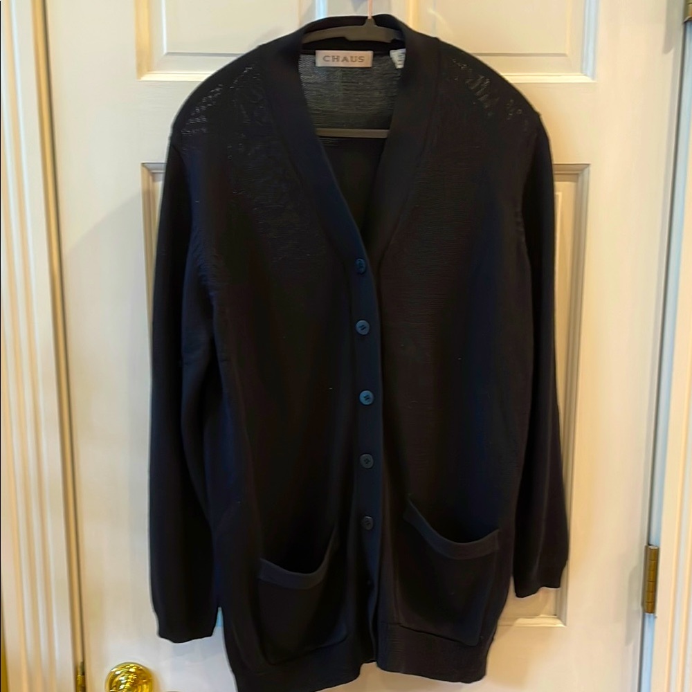 Chaus New Without Tags  Elegant Black Button-Up Cardigan (size medium).